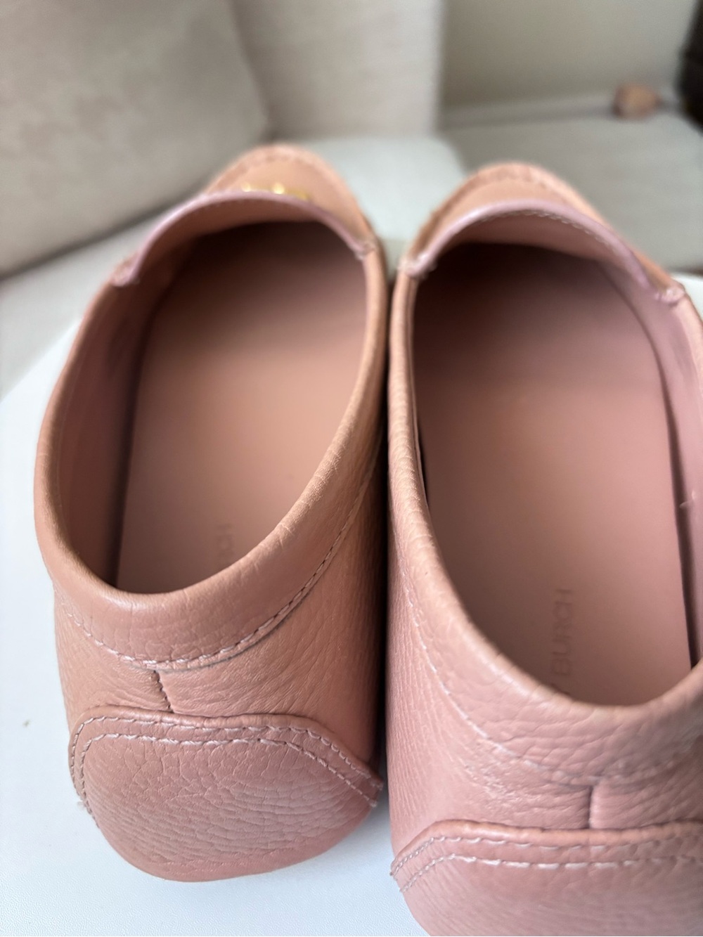 Tory Burch Blush Pink Leather Logo Loafers with box size 7 with box - Picture 11 of 16